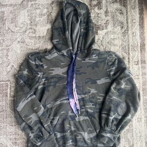 Anthropologie Camo Puff-Sleeve Hoodie-Size L